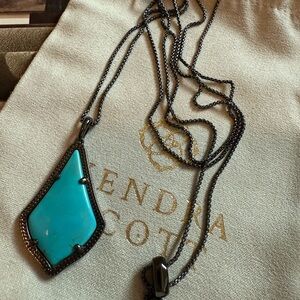 Kendra Scott Color Bar pendant gunmetal with Turquoise magnesite